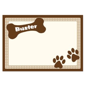 Dog Paw & Bone Print Personalised Food Mat - Brown