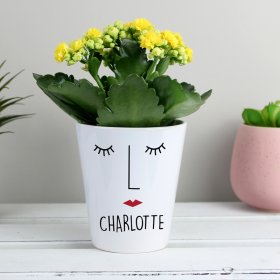 Ms Face Personalised Ceramic Plant Pot - White