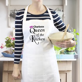 Queen of the Kitchen Personalised Apron - White