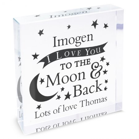 To the Moon & Back Personalised Crystal Block - Large