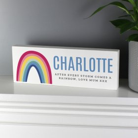 Rainbow Personalised Wooden Block Sign