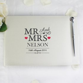 Mr & Mrs Personalised Guest Book with Pen