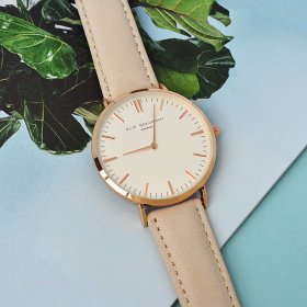 Ladies Modern - Vintage Personalised Leather Watch - Stone