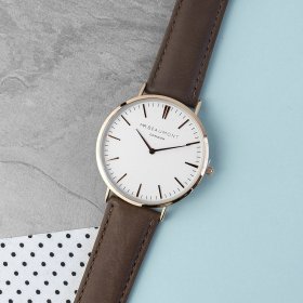 Men's Modern-Vintage Personalised Leather Watch - Brown