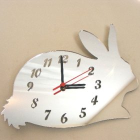 Rabbit Clock Mirror - 35cm