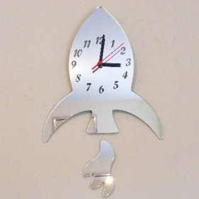 Rocket & Flame Clock Mirror - 40cm