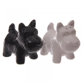 Dog Scottie Salt & Pepper Set - Black & White