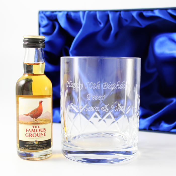 Whisky Personalised Crystal Glass & Miniature Gift Set Personalised