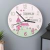 Christening Personalised Clock- Whimsical Church - Pink