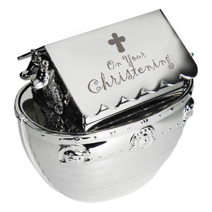 Ark Christening Engraved Money Box - Nickel Plated