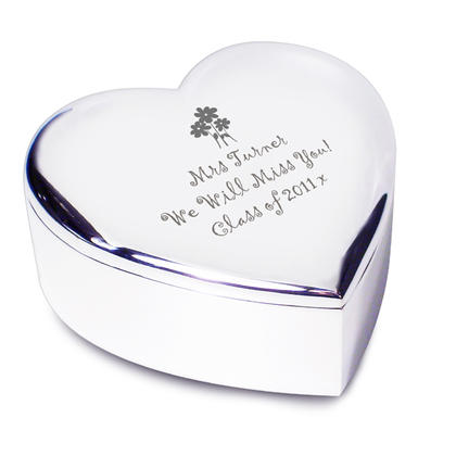 Teacher Personalised Heart Trinket Box - Nickel Plated