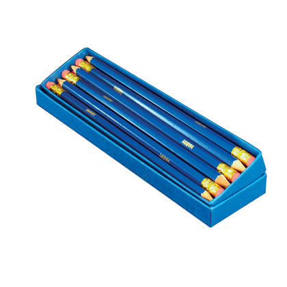Personalised Pencil Set of 12 and Box -Blue