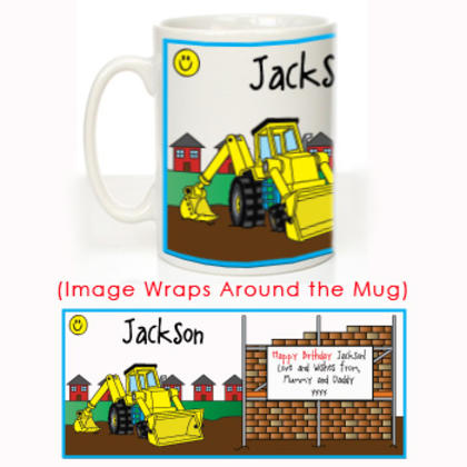 Digger Personalised Message Mug - Yellow
