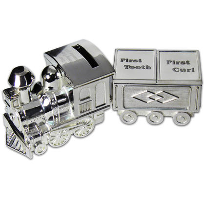 Train Personalised Money Box with Trinket Tender - Silver Plated