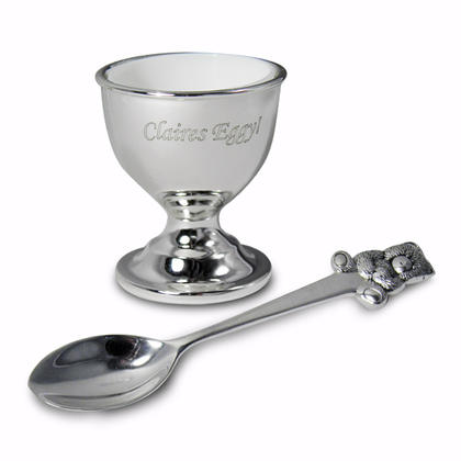 Egg Cup & Spoon - Silver Plated