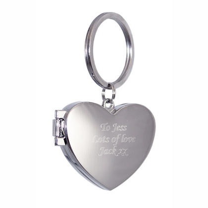 Heart Shaped Personalised Photo Frame Keyring - Nickel Plated