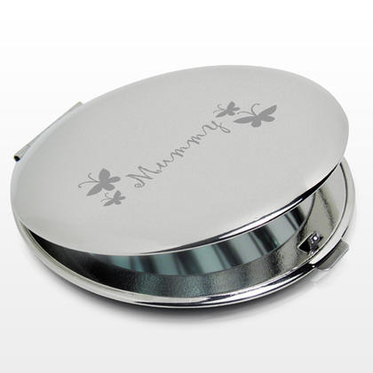 Mummy Round Compact Mirror - Nickel Plated