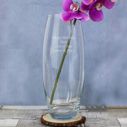 Tapered Bullet Personalised Glass Vase