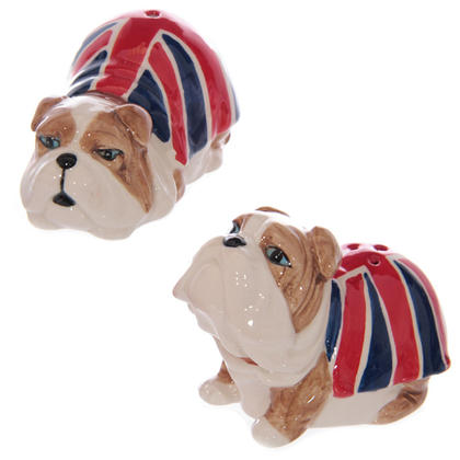 Union Jack British Bulldog Salt & Pepper Set