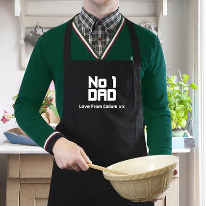Dad 'No1 Dad' Personalised Message Apron - Black