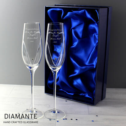 Personalised Hand Cut Heart Flutes - Set of 2