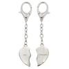 Heart Personalised Keyring Nickel Plated - 2 part Set