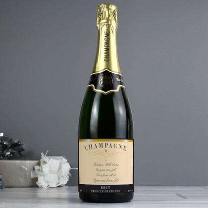 Champagne with Personalised Message Label