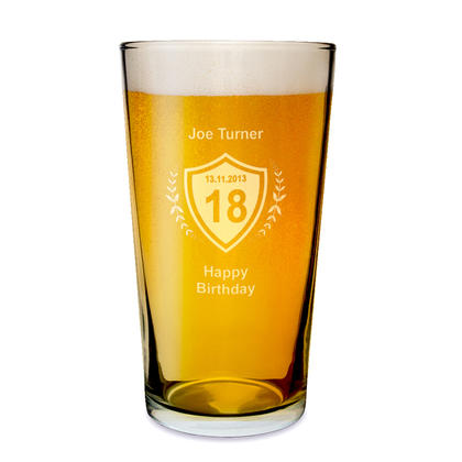 Age Crest Personalised Pint Beer Glass