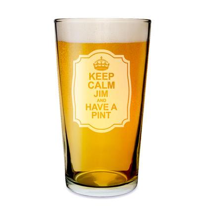 Keep Calm Personalised Pint Beer Glass