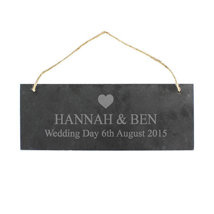 Slate Personalised Door Plaque with Heart Motif