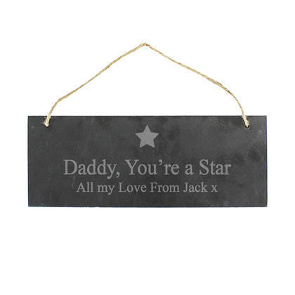 Slate Personalised Door Plaque with Star Motif