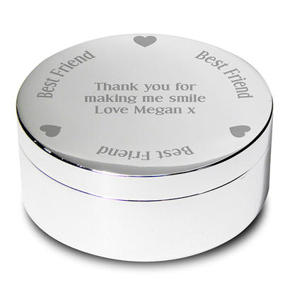 Best Friend Personalised Round Trinket - Nickel Plated