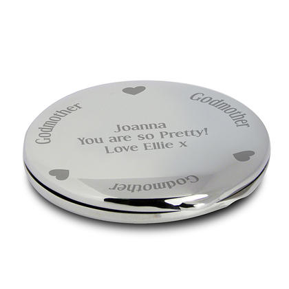 Godmother Personalised Compact Mirror- Nickel Plated
