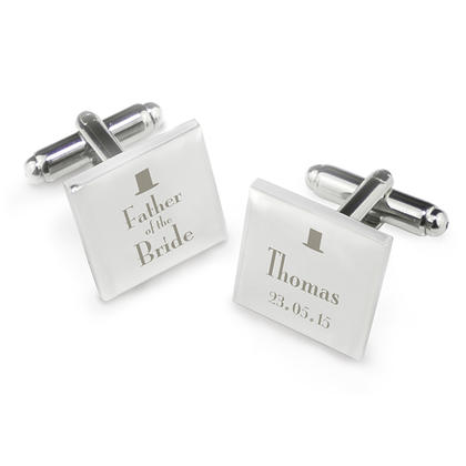 Father of the Bride Personalised Cufflinks - Top Hat Motif