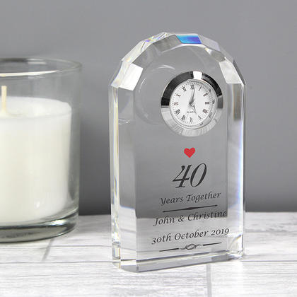 40th Ruby Anniversary Personalised Crystal Clock