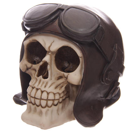 Skull Money Box with Flying Cap & Goggles
