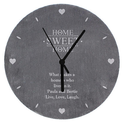 Home Sweet Home Personalised Slate Clock