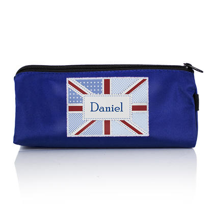 Union Jack Patchwork Personalised Pencil Case - Blue