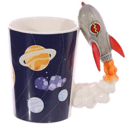 Rocket 1 Shaped Handle Ceramic Space Mug