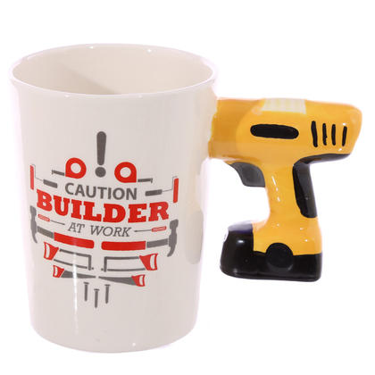 Electric Drill Shaped Handle Ceramic Mug