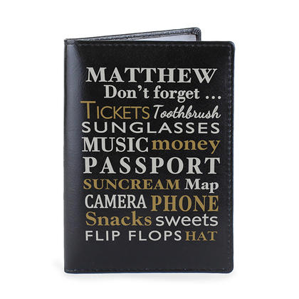 Dont Forget Personalised Leather Passport Holder - Black