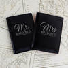 Mr & Mrs Personalised Leather Passport Holders - Set of 2 Black