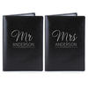 Mr & Mrs Personalised Leather Passport Holders - Set of 2 Black