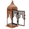 Moroccan Style Clear Glass Lantern - Bronze Effect