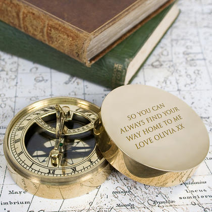 Adventurer's Personalised Brass Sundial Compass