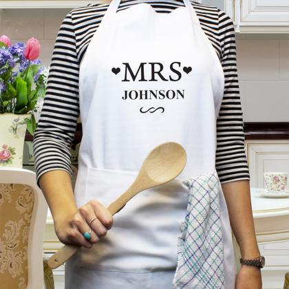 Mrs Personalised Apron - White