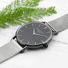 Men's Personalised Metallic Black Face Watch - Silver