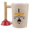 Toilet Plunger Shaped Handle Ceramic Mug