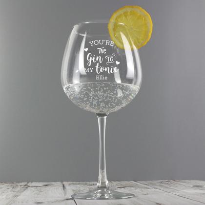 Gin to My Tonic Personalised Balloon Gin Glass