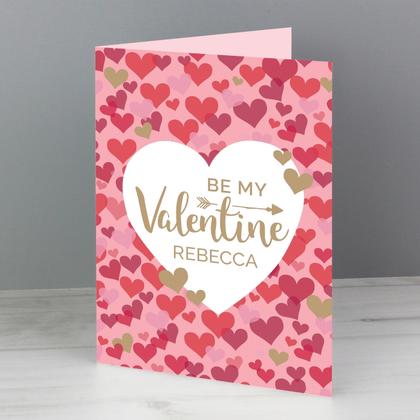 Valentine's Day Confetti Hearts Personalised Card